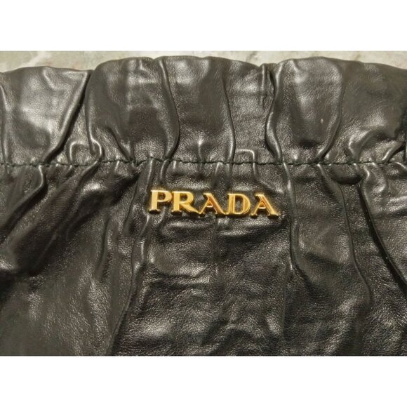 Prada Black Nappa Leather Bow Antique Clutch Bag 100% AUTHENTIC PRE-OWNED! - Picture 5 of 16